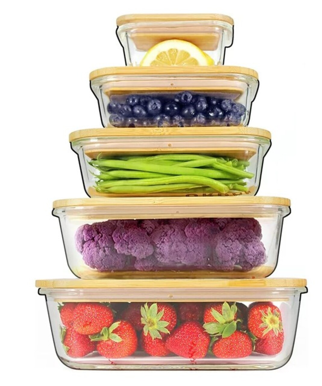 Glass Containers with Bamboo Lids Urban Green, Meal Prep Glass Containers, Glass Food storage Containers, 5 Pack, Pantry & Kitchen Glass Organizer, Lunch glass container, Microwave Oven Freezer Safe